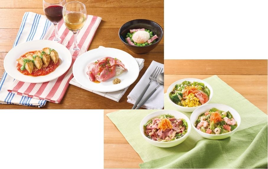 おつまみとサラダの集合カット